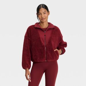 All In Motion - Women's High Pile & Ribbed Mix Jacket - All In Mot Maroon